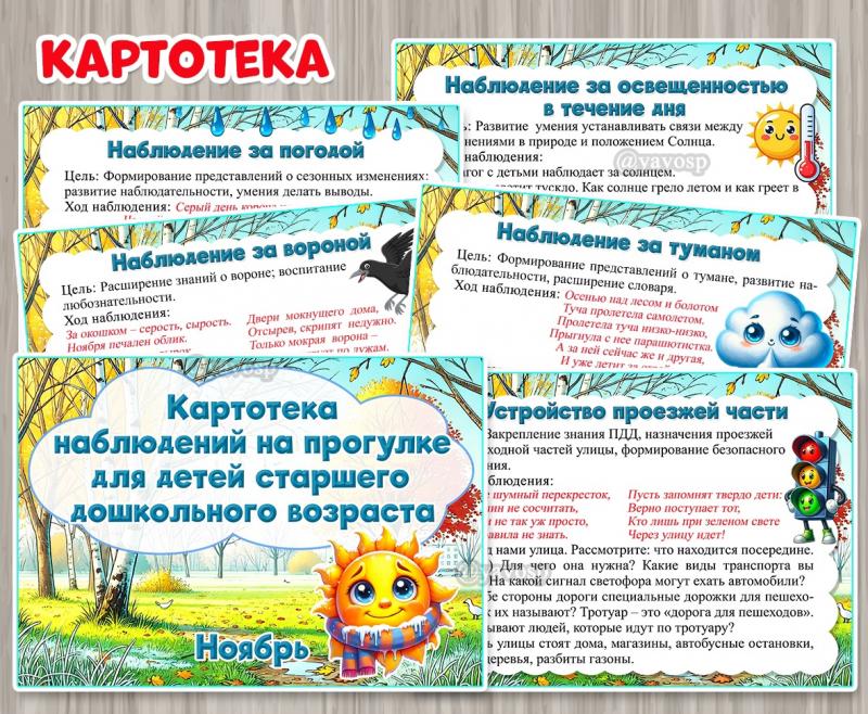Картотека наблюдений на прогулке в ноябре  