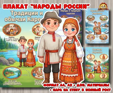 Плакаты из цикла «Народы России» - «Карелы»  (плакаты, День России, регионы России)
