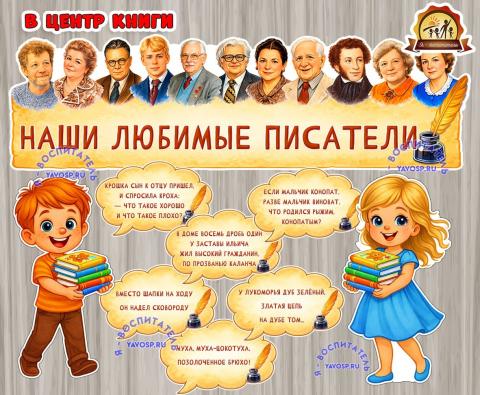 Оформление ко дню поэзии "Наши любимые писатели" (оформление, оформление окна)