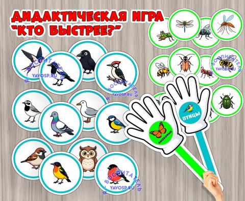 Дидактическая игра «Кто быстрее?»  (Дидактическая игра, игра, игра на прищепках, игра с фонариком, пальчиковая игра)