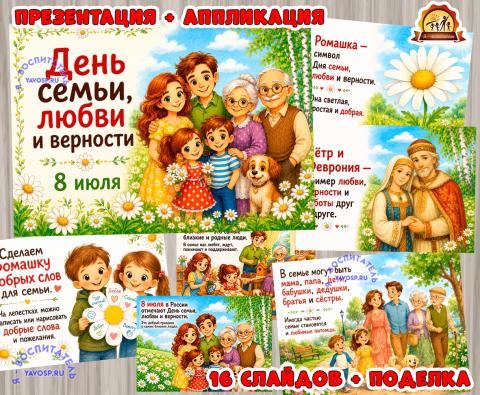 Презентация и поделка к 8 июля - Дню семьи, любви и верности (8 июля, год семьи, день семьи, поделка, презентация)