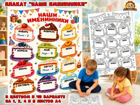 Плакат "Наши именинники" (именинники, плакат, Мотивационный плакат)