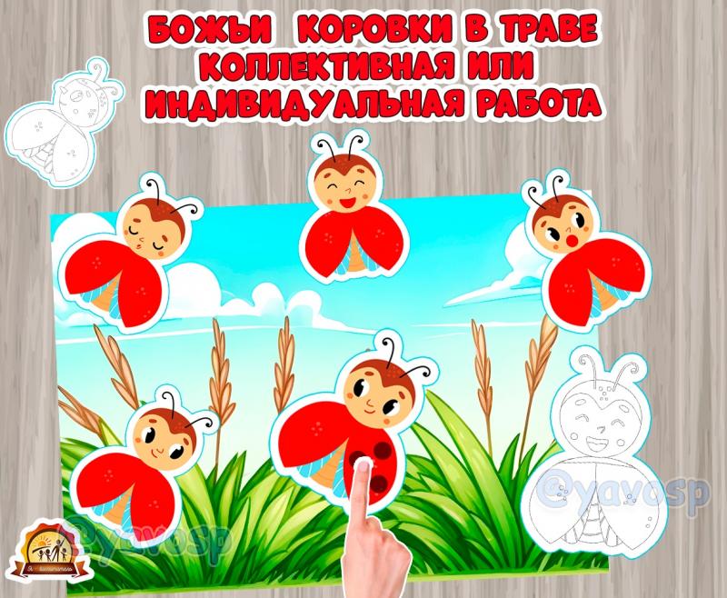 Божьи коровки в траве 