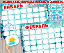 Календарь погоды на январь и февраль 