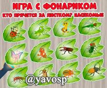 Игра с фонариком "Кто прячется за листком? Насекомые" ()