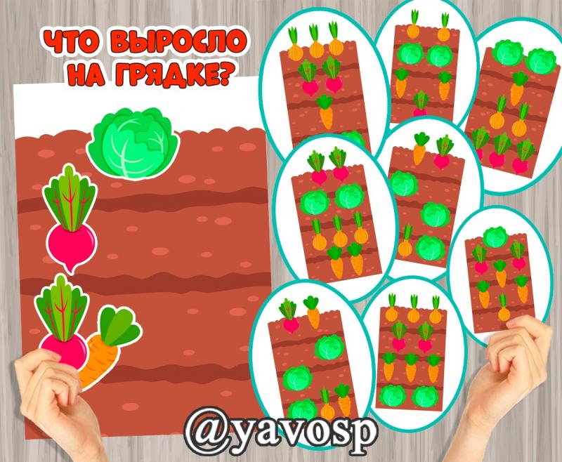 Игра "Что выросло на грядке?" (огород на подоконнике, овощи)