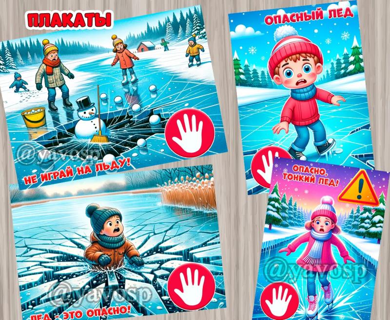 Плакаты на тему "Безопасность на льду" 