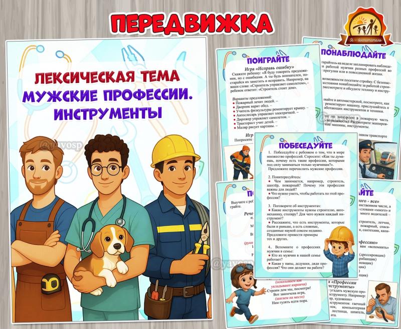 Лексическая тема «Мужские профессии. Инструменты» (лексическая тема, профессии, музыкальные инструменты, тема недели)