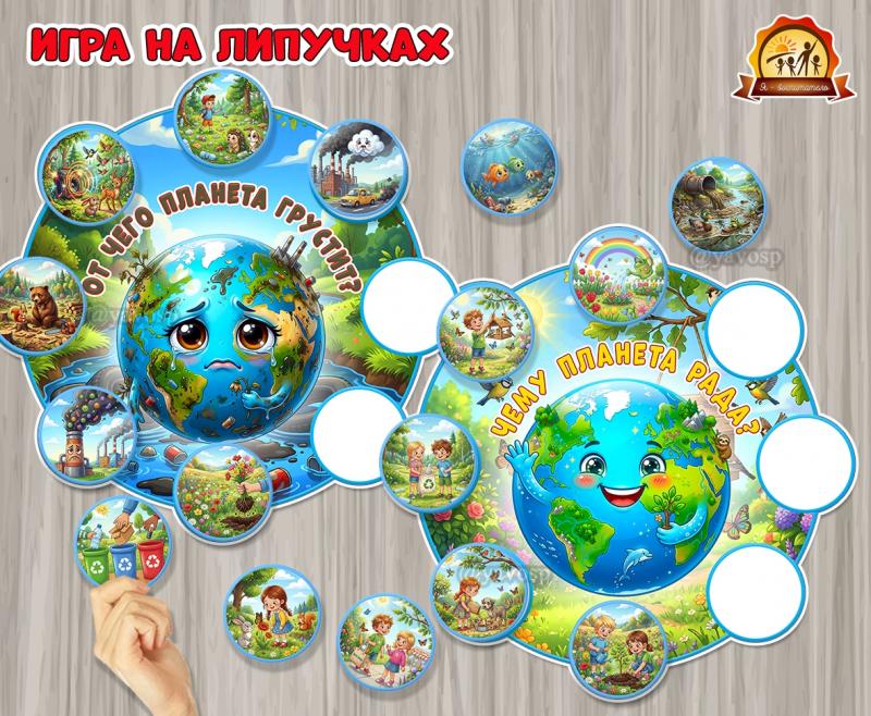 Игра на липучках «Чему планета рада? От чего планета грустит?»  (игра, Дидактическая игра, игра на прищепках, игра с фонариком, игры на липучках)