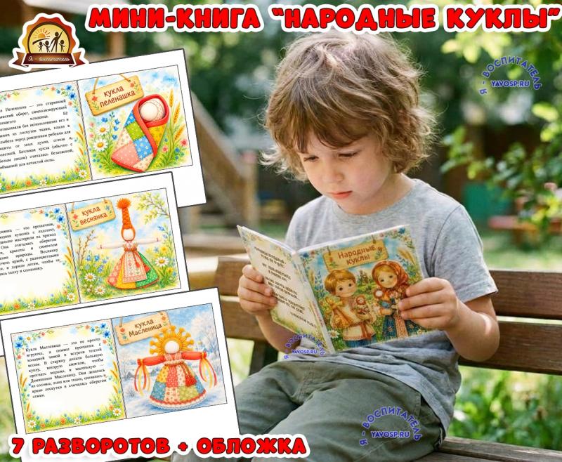 Мини-книга "Народные куклы" (мини-книга, книга, интерактивная книга, красная книга, народные праздники)
