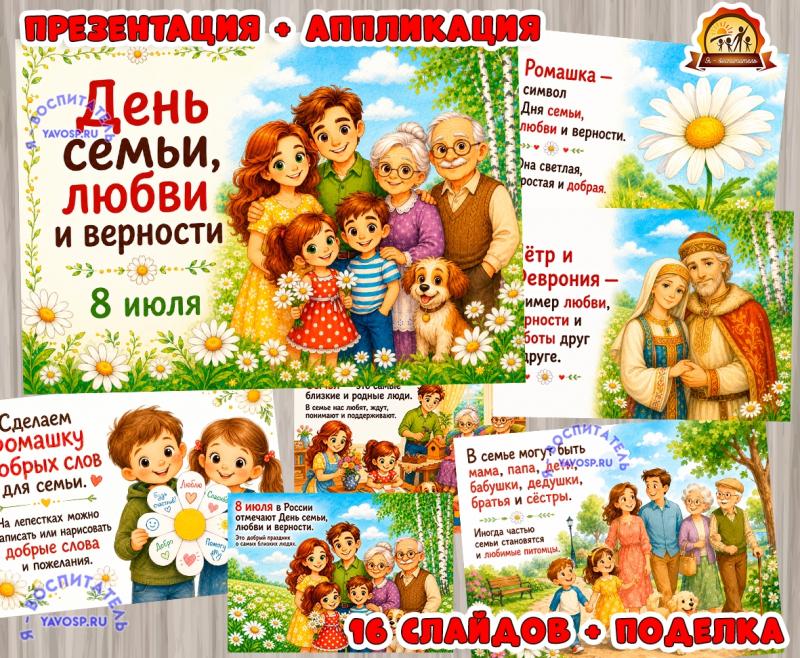 Презентация и поделка к 8 июля - Дню семьи, любви и верности (8 июля, год семьи, день семьи, поделка, презентация)