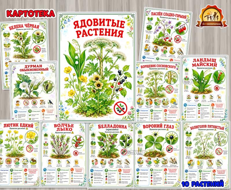 Картотека «Ядовитые растения» (картотека, растения, комнатные растения)