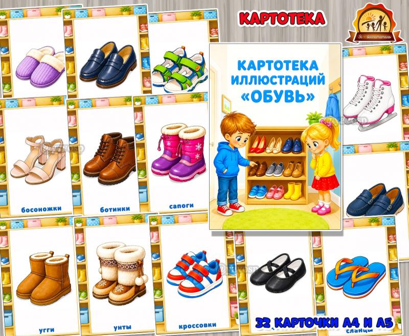 Картотека иллюстраций «Обувь» (картотека, обувь)