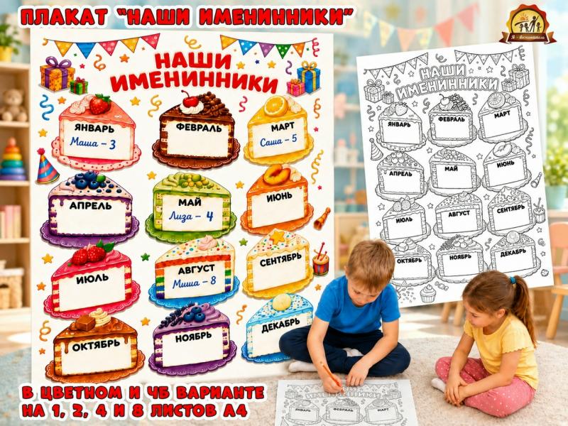 Плакат "Наши именинники" (именинники, плакат, Мотивационный плакат)