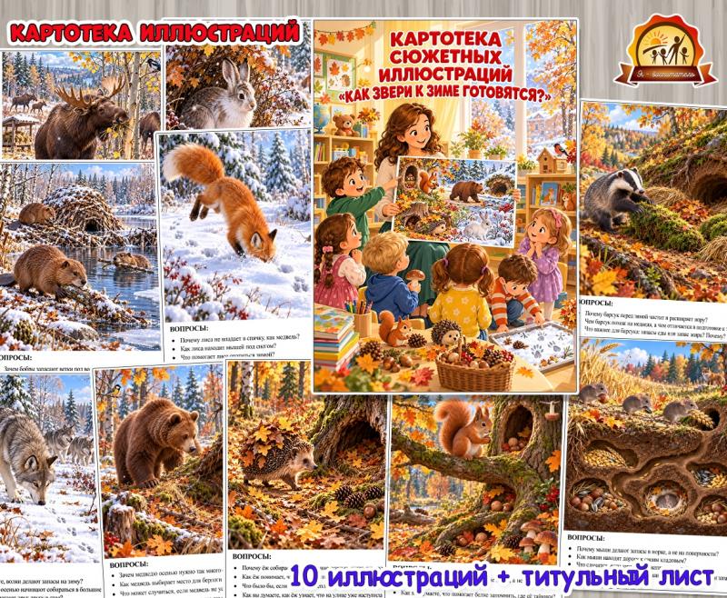 Картотека сюжетных иллюстраций «Как звери к зиме готовятся?» Картотека сюжетных иллюстраций «Как звери к зиме готовятся?» (звери, картотека)