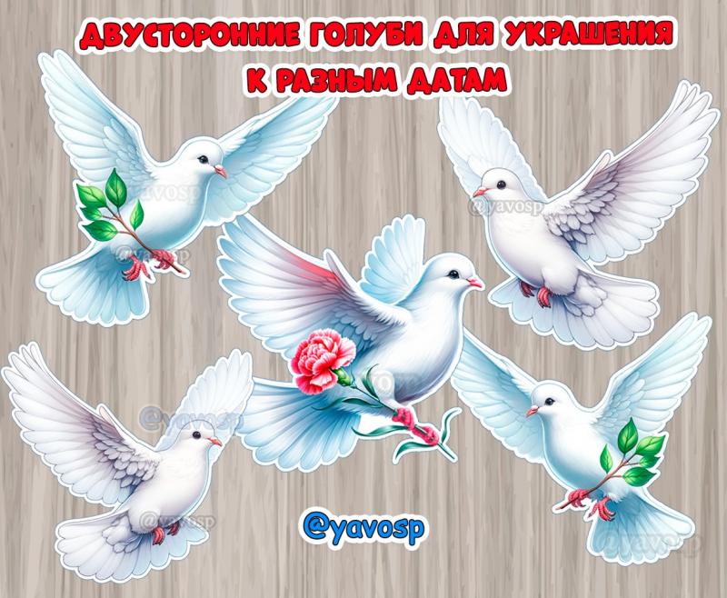 Голуби для оформления двусторонние, детский сад, голубь мира