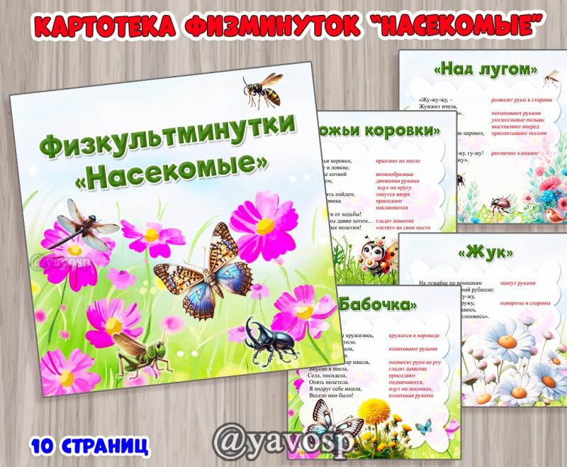Картотека физминуток "Насекомые" 