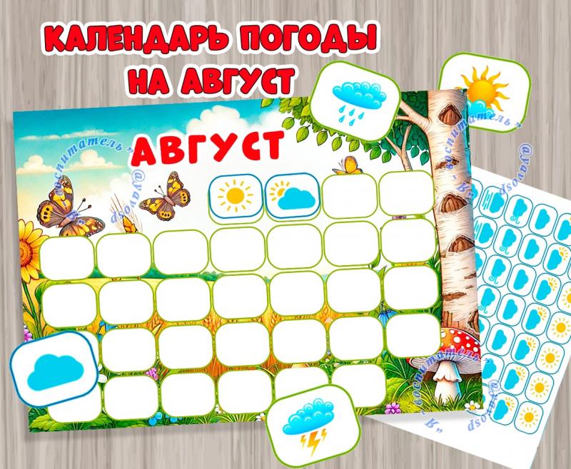 Календарь погоды на август 