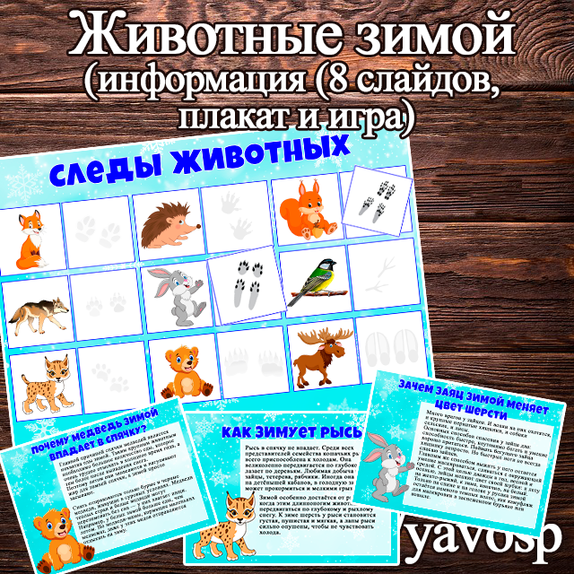 Набор "Животные зимой" (зима, зимовка, животные)