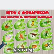 Игра с фонариком "Кто прячется за листком? Насекомые" ()