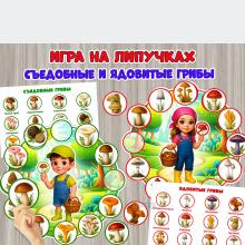 Дидактическая игра на липучках «Съедобные и ядовитые грибы» ()
