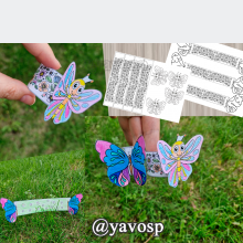 Поделка-раскраска на руку: браслет Бабочка (поделки, бабочка), дошкольник, детский сад, младшая, средняя, старшая, подготовительная группа
