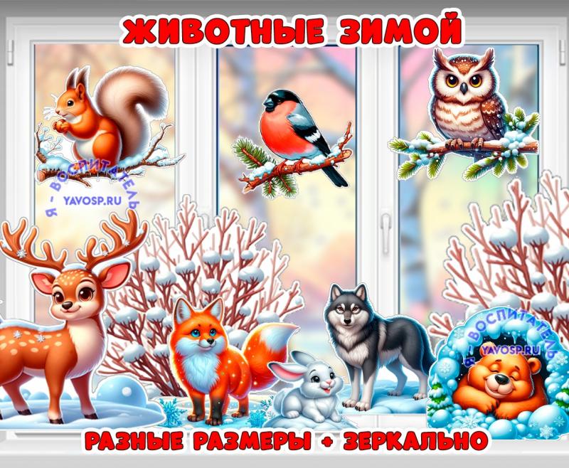 Животные зимой - двустороннее оформление 
