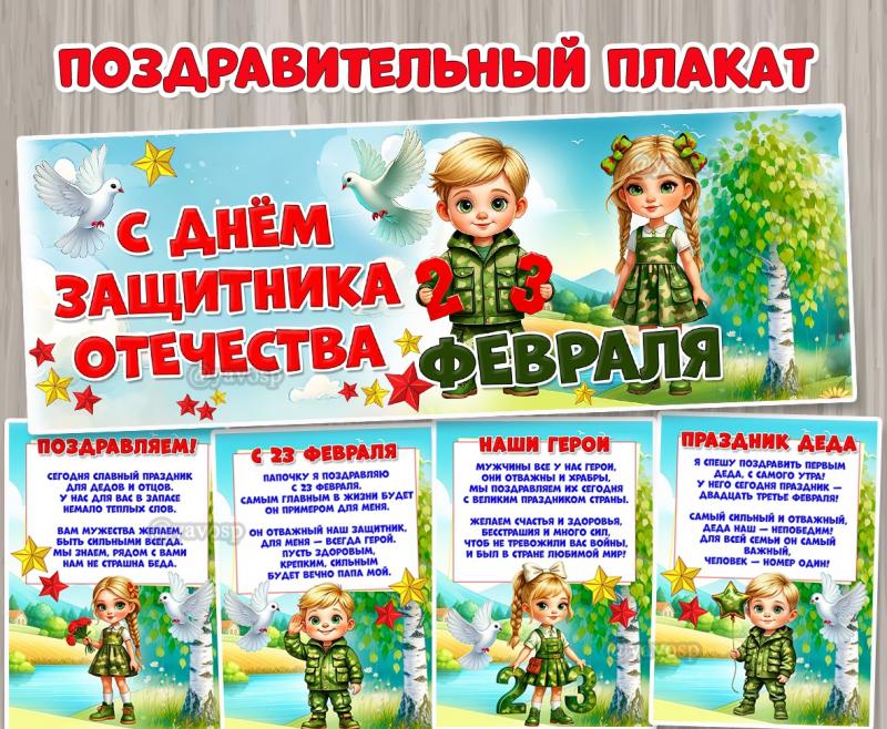 Поздравительный плакат к 23 февраля «День защитника Отечества» ()