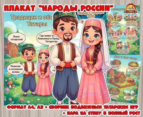 Плакаты из цикла «Народы России» - «Татары»  (плакаты, День России, регионы России)