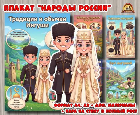Плакаты из цикла «Народы России» - «Ингуши» Плакаты из цикла «Народы России» - «Ингуши» (плакаты, День России, регионы России)