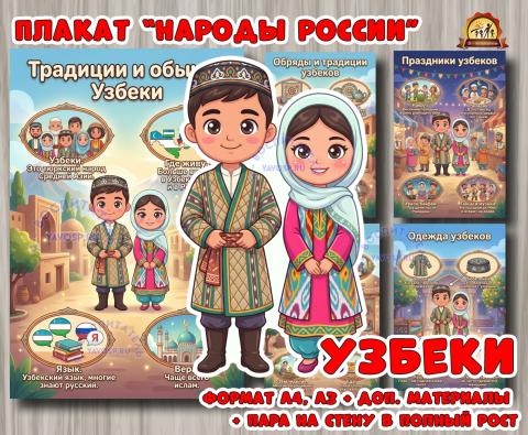 Плакаты из цикла «Народы России» - «Узбеки»  (плакаты, День России, День конституции России, регионы России)