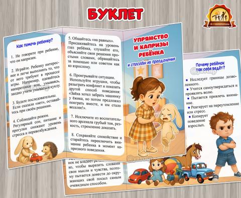Буклет для родителей «Упрямство и капризы ребенка» (Буклет)