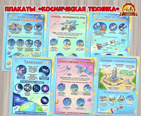 Обучающие плакаты «Космическая техника»  (плакаты)