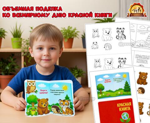 Объемная поделка ко Всемирному Дню Красной книги — 8 мая  (День книги, книги, поделка, центр книги)