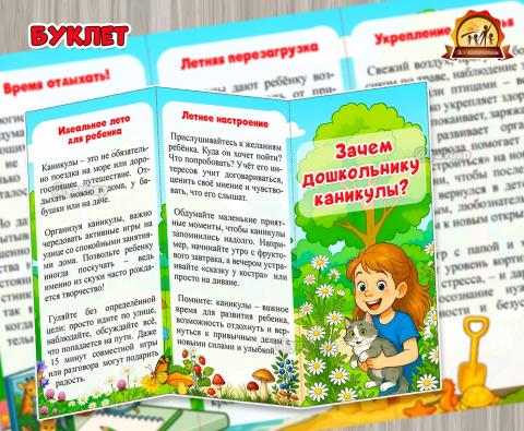 Буклет для родителей «Зачем дошкольнику каникулы?» (Буклет, каникулы)
