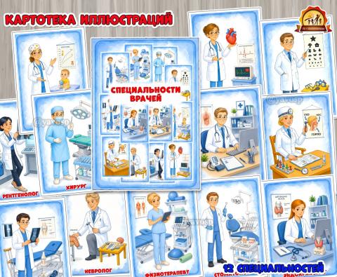 Картотека иллюстраций «Специальности врачей» Картотека иллюстраций «Специальности врачей» (картотека)