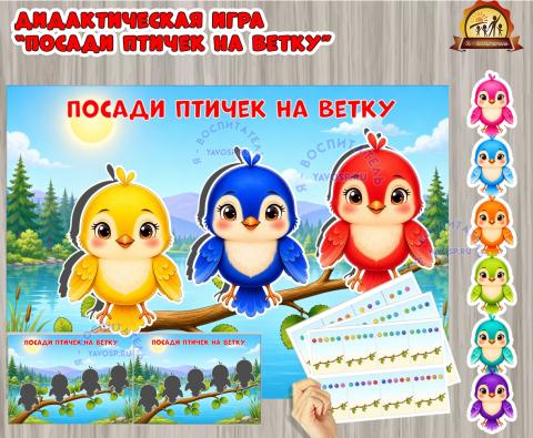 Игра «Рассади птиц на ветке» (день птиц, игра, Дидактическая игра, игра на прищепках, игра с фонариком)