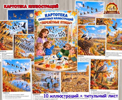 Картотека сюжетных иллюстраций «Перелетные птицы» (перелетные птицы, картотека, птицы, зимующие птицы)