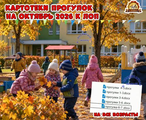 Картотеки прогулок на октябрь к КТП 2026 Картотеки прогулок на октябрь к КТП 2026 (октябрь)