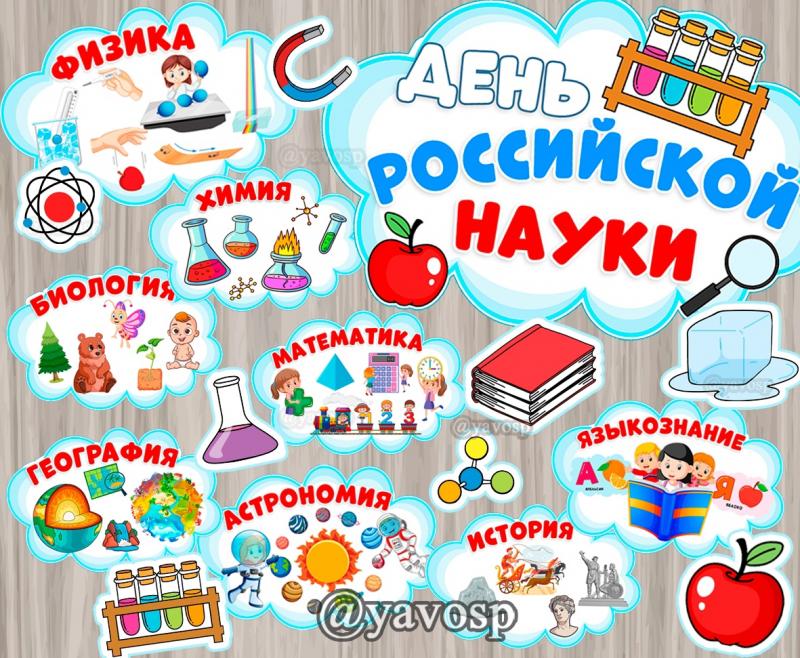 8 февраля - день российской науки, виды наук, младшая, средняя, старшая. подготовительная группа, детский сад
