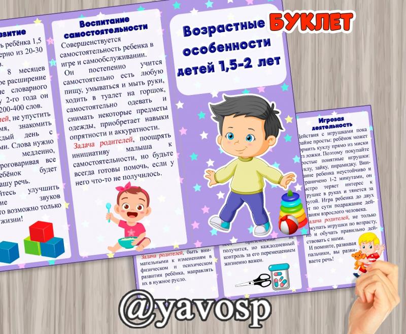 Буклет "Возрастные особенности детей 1,5-2 лет" (Буклет)