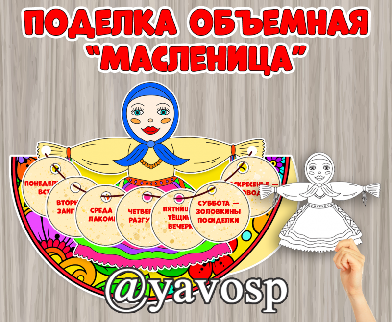 Объемная поделка "Масленица с блинами"  (шаблоны)