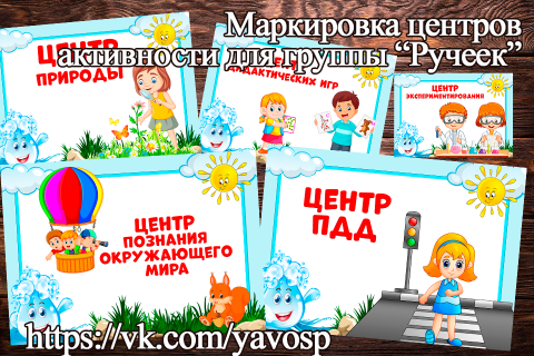 Маркировка центров активности для группы "Ручеек" Маркировка центров активности для группы "Ручеек" (маркировка, центр активности, ручей)
