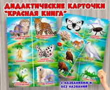 Дидактические карточки "Красная книга России" (красная книга, карточки, книга, День России, интерактивная книга)