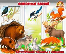 Двустороннее оформление «Животные весной» для окон и стен  (животные, оформление, домашние животные, животные севера, оформление окна)