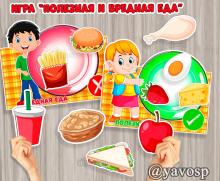 Дидактическая игра "Полезная и вредная еда", детский сад, ЗОЖ, старшая, средняя, подготовительная игра, воспитатель