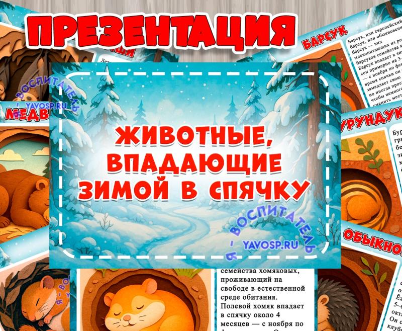 Презентация "Животные, впадающие в спячку" Презентация "Животные, впадающие в спячку" (животные, презентация, домашние животные, животные севера)