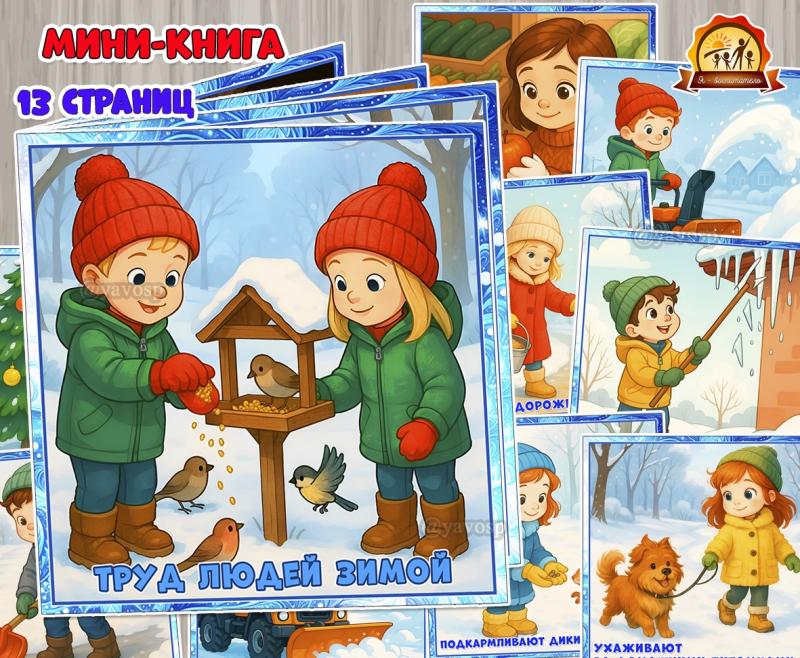 Мини-книга «Труд людей зимой» Мини-книга «Труд людей зимой» (мини-книга, зимой, книга, интерактивная книга, красная книга)