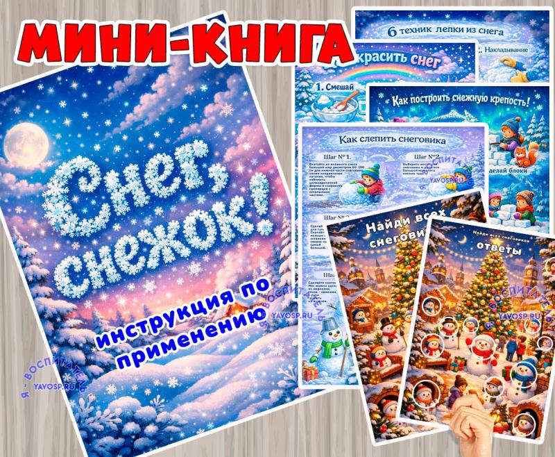 Мини-книга ко Всемирному дню снега (мини-книга, книга, интерактивная книга, красная книга)