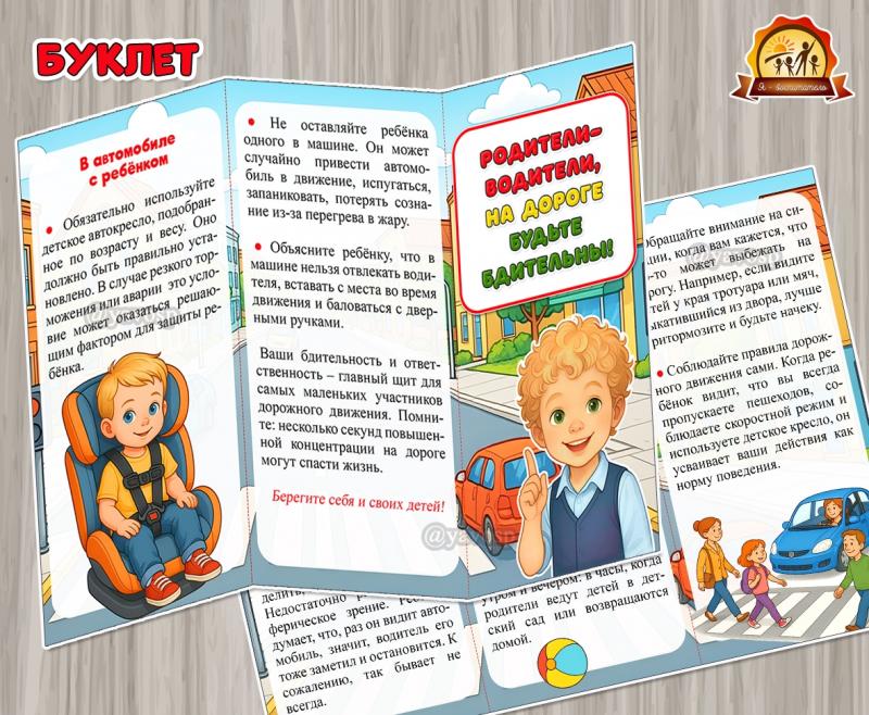 Буклет «Родители-водители, на дороге будьте бдительны!» (Буклет, дети а дороге)